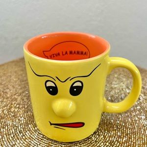 Vintage Levtov Face Mug Yellow Rare Viva La Mamma